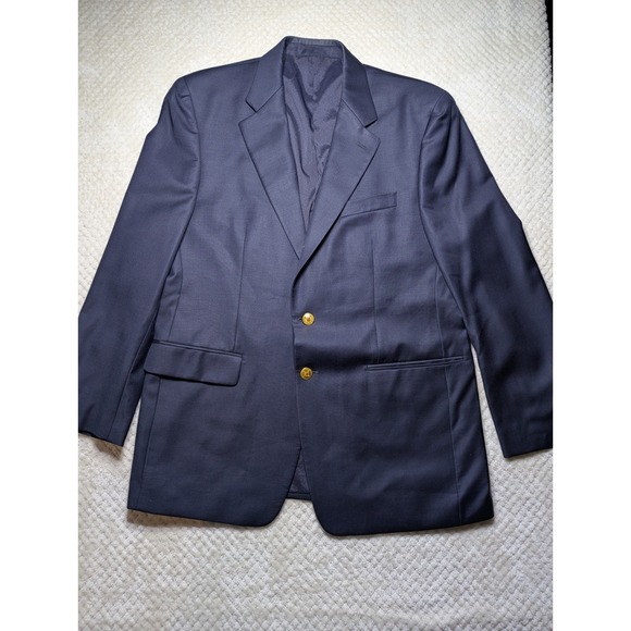 Lauren Ralph Lauren Men 41R Navy Wool Blazer 2 Button Sport Coat Woolmark